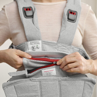 Marsupiu anatomic BabyBjorn cu multiple pozitii de purtare colectia Harmony, tesatura melange, Light Grey