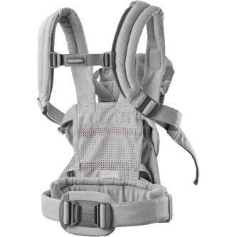 Marsupiu anatomic BabyBjorn cu multiple pozitii de purtare colectia Harmony, tesatura melange, Light Grey