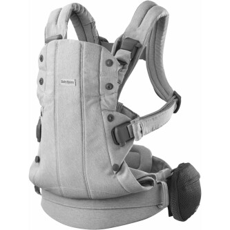 Marsupiu anatomic BabyBjorn cu multiple pozitii de purtare colectia Harmony, tesatura melange, Light Grey