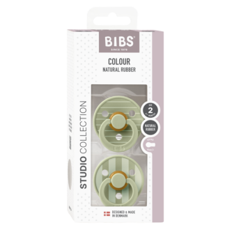 BIBS - Set 2 suzete Colour Studio Collection Stripe Latex, tetina rotunda, 6 luni+