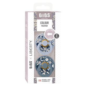 BIBS x LIBERTY - Set 2 suzete Colour Bobo Latex, tetina rotunda, 6 luni+