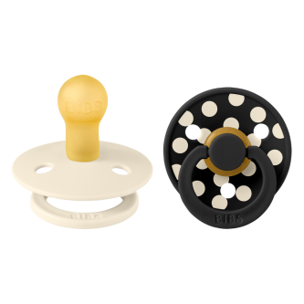 BIBS - Set 2 suzete Colour Studio Collection Polka Dots, tetina rotunda, 6 luni+