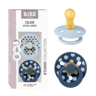 BIBS - Set 2 suzete Colour Studio Collection Polka Dots, tetina rotunda, 6 luni+