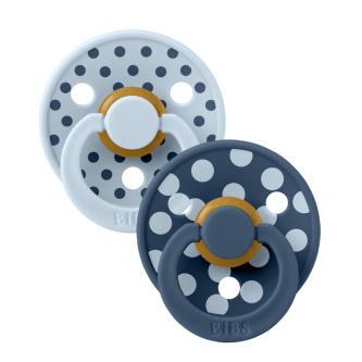 BIBS - Set 2 suzete Colour Studio Collection Polka Dots, tetina rotunda, 6 luni+