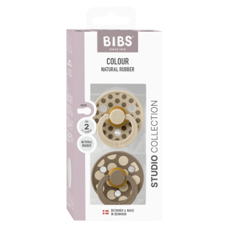 BIBS - Set 2 suzete Colour Studio Collection Polka Dots, tetina rotunda, 6 luni+