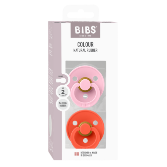 BIBS - Set 2 suzete Colour Latex, tetina rotunda, 6 luni +