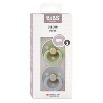 BIBS - Set 2 suzete Colour Latex, tetina rotunda, 18 luni +