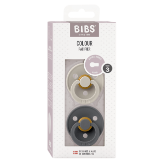 BIBS - Set 2 suzete Colour Latex, tetina rotunda, 18 luni +