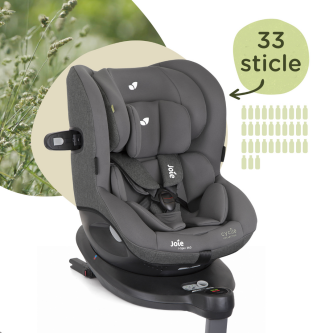 Scaun auto pentru copii Joie  i-Spin 360° Shell Gray, Colectia Cycle, nastere - 105 cm, testat ADAC si testat Suplimentar la impact lateral, frontal si din spate