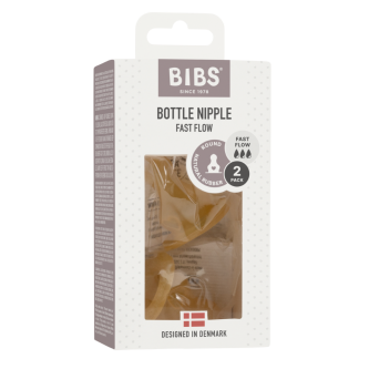 BIBS - Set 2 tetine pentru biberon, Latex, cu flux rapid