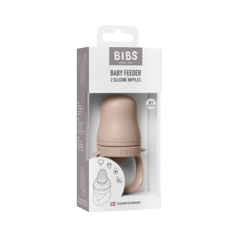 Dispozitiv de hranire BIBS Baby Feeder cu 2 tetine din silicon, Blush