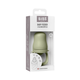Dispozitiv de hranire BIBS Baby Feeder cu 2 tetine din silicon, Sage