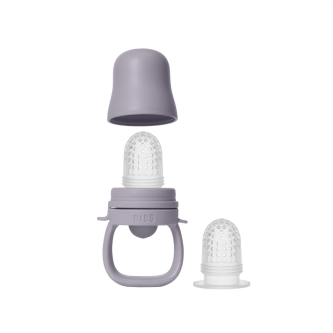 Dispozitiv de hranire BIBS Baby Feeder cu 2 tetine din silicon, Fossil Grey
