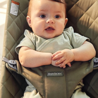 Balansoar din tesatura matlasata cu aspect Clasic pentru copii Baby Bjorn Balance Bliss, Dark Green