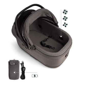 Sistem de transport si protectie pentru animale de companie Tavo Maeve ISO6X Wind, cu Isofix si sistem de ventilatie integrate, Ashen, max 18.1 kg