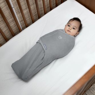 Sistem de infasare Ingenuity SwaddleMe 0-3 luni, muselina, colectia Original, Granite