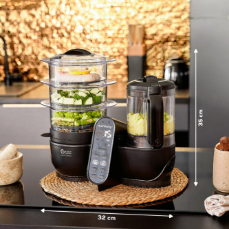 Robot de gatit pentru bebelusi Babymoov Nutribaby multifunctional 5 in 1 (+) XL, Mineral Black