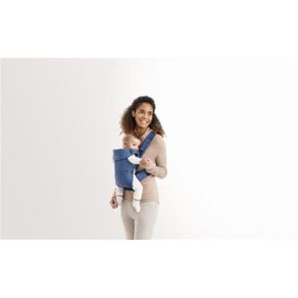 BabyBjorn - Marsupiu anatomic Mini, cu pozitii multiple de purtare – Vintage Indigo, Bumbac