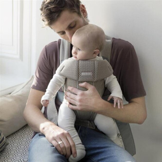 BabyBjorn - Marsupiu anatomic Mini, cu pozitii multiple de purtare – Greige, Mesh