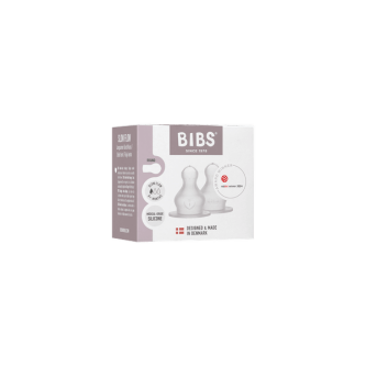 BIBS - Set 2 tetine pentru biberon, Silicon, cu flux lent