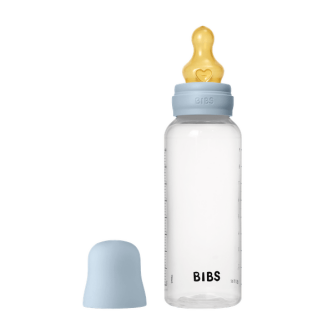BIBS - Set complet biberon anticolici PP fara BPA, 270 ml, Latex, Baby Blue