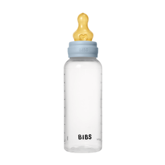 BIBS - Set complet biberon anticolici PP fara BPA, 270 ml, Latex, Baby Blue