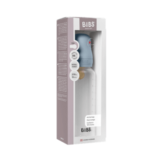 BIBS - Set complet biberon anticolici PP fara BPA, 270 ml, Latex, Baby Blue