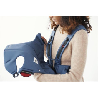 BabyBjorn - Marsupiu anatomic Mini, cu pozitii multiple de purtare – Vintage Indigo, Bumbac