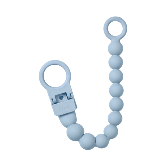 Clip pentru suzeta BIBS Beaded, cu margele din silicon Baby Blue