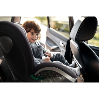 Scaun auto pentru copii rotativ BabyGo i-Size Grow Up 360 Black, 0-36 kg, testat Suplimentar la impact lateral, frontal si din spate