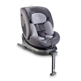 BabyGo - Scaun auto rotativ cu isofix, MOVE360 Grey, 40-150 cm, testat Suplimentar la impact lateral, frontal si din spate