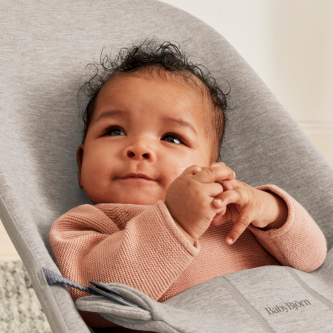 Balansoar BabyBjorn Bliss din material 3D Jersey, Sand Grey