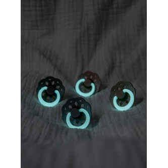 BIBS - Set 2 suzete fosforescente Boheme GLOW Latex, tetina rotunda, 6 luni +