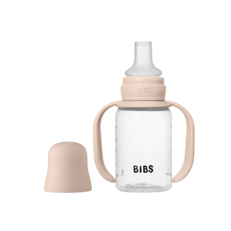 Set biberon BIBS tip Sippy Cup PP 150 ml cu cioc din silicon și sistem antipicurare, Blush