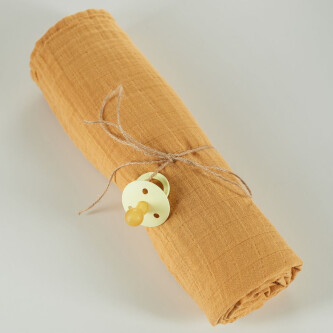Muselina multifunctionala din bumbac 100% organic, ONINO HUG.me, Honey Gold, x1 bucata, 120 x 120 cm, certificata GOTS