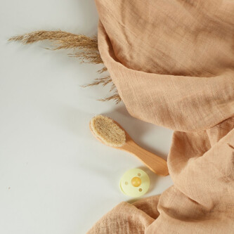 Muselina multifunctionala din bumbac 100% organic, ONINO HUG.me, Oatmeal Beige, x1 bucata, 120 x 120 cm, certificata GOTS