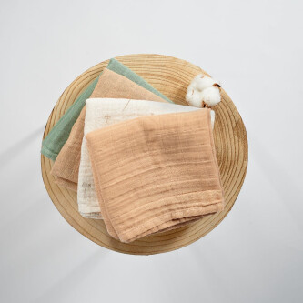 Muselina multifunctionala din bumbac 100% organic, ONINO HUG.me, Oatmeal Beige, x1 bucata, 120 x 120 cm, certificata GOTS