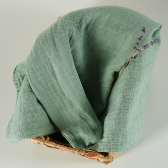 Muselina multifunctionala din bumbac 100% organic, ONINO HUG.me, Serene Green, x1 bucata, 120 x 120 cm, certificata GOTS