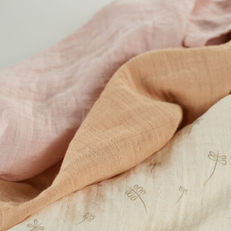 Muselina multifunctionala din bumbac 100% organic, ONINO HUG.me, Pure Bloom, x3 bucati, 60 x 60 cm, certificata GOTS