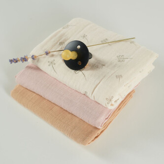 Muselina multifunctionala din bumbac 100% organic, ONINO HUG.me, Pure Bloom, x3 bucati, 60 x 60 cm, certificata GOTS