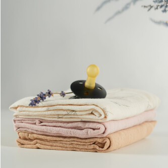Muselina multifunctionala din bumbac 100% organic, ONINO HUG.me, Pure Bloom, x3 bucati, 60 x 60 cm, certificata GOTS