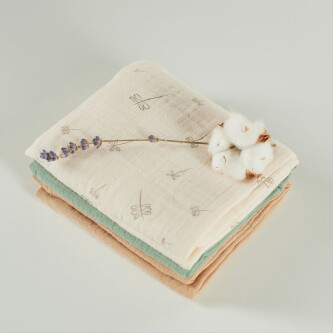 Muselina multifunctionala din bumbac 100% organic, ONINO HUG.me, Pure Nature, x3 bucati, 60 x 60 cm, certificata GOTS