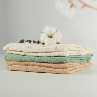 Muselina multifunctionala din bumbac 100% organic, ONINO HUG.me, Pure Nature, x3 bucati, 60 x 60 cm, certificata GOTS