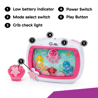 Jucarie muzicala pentru patut Baby Einstein Sea Dreams Soother Pink