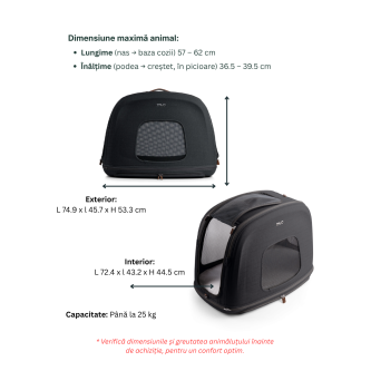 Sistem de transport si protectie pentru animale de companie, testat la impact, Tavo Crispin Medium Onyx, max 25 kg