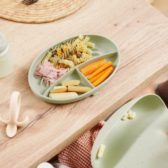 Farfurie compartimentata din silicon cu 3 secțiuni – Babymoov Mix’n’Match