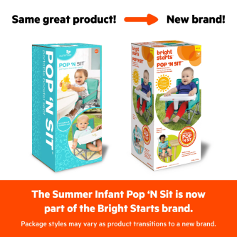 Scaun de masa portabil Bright Starts Pop 'N Sit Grey