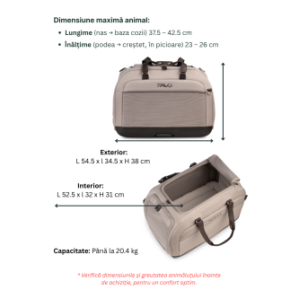 Sistem de transport si protectie auto pentru Animale de Companie tip geanta Tavo Hendrick cu sistem de prindere Isofix, max 20.4 kg, Tawny