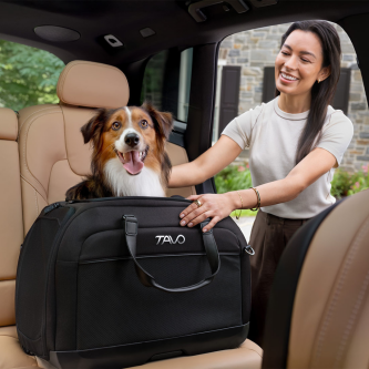 Sistem de transport si protectie auto pentru Animale de Companie tip geanta Tavo Hendrick cu sistem de prindere Isofix, max 20.4 kg, Onyx