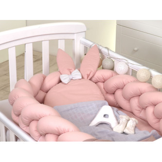 Jolie - Protectie impletita pentru patut si Baby Nest Pure Rose, 240*21 cm